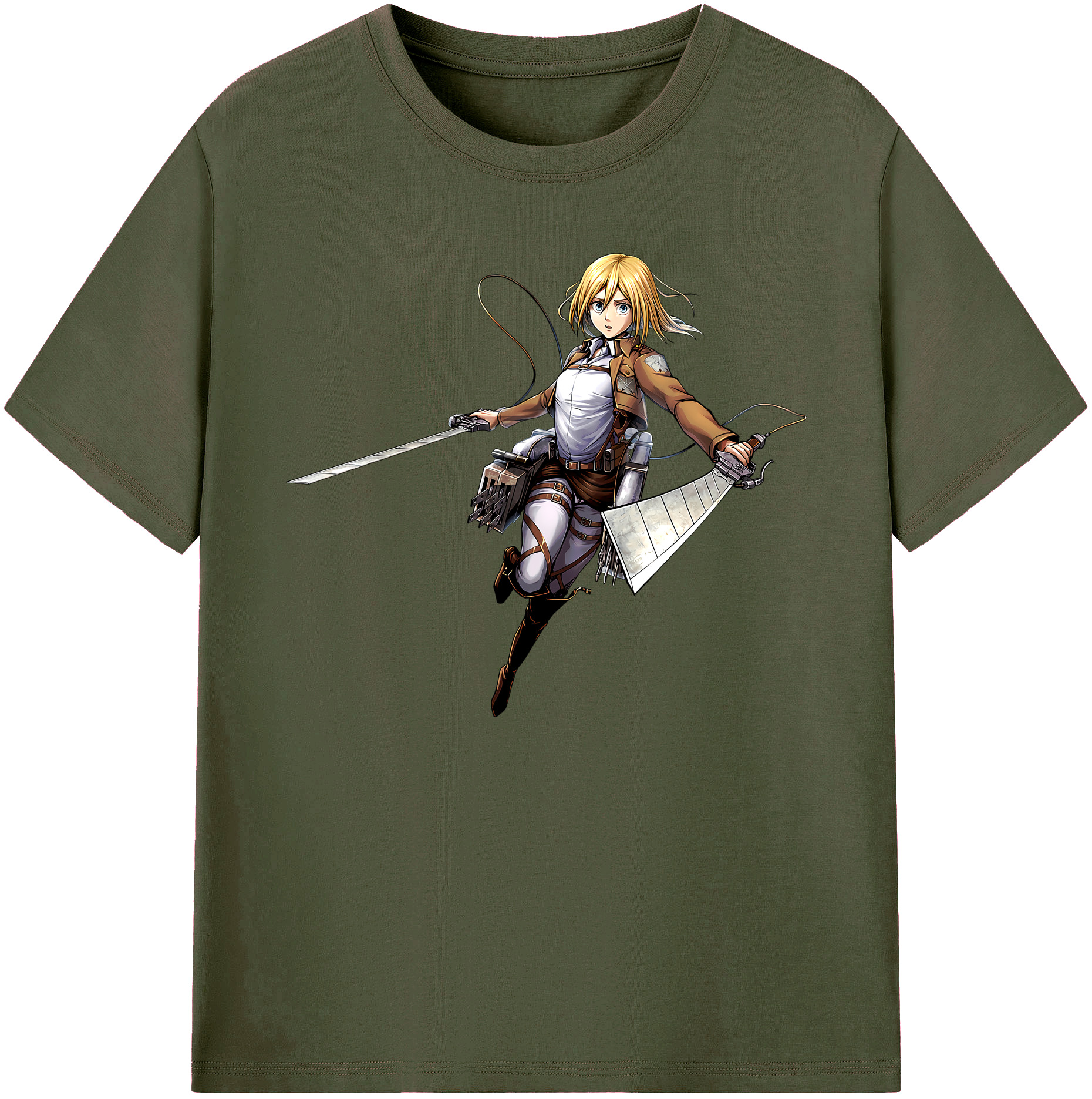 （画像用） 進撃の巨人 クリスタ·レンズ Attack on Titan Christa Lenz 綿100％ メンズ半袖Tシャツ｜肌触りやわらか＆通気性